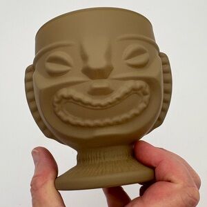 Tiki Frosted Two-Faced Matt Olive Green Pedestal Tiki Mug